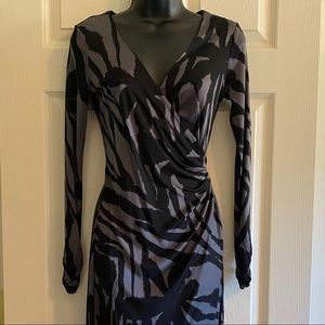 Tory Burch Silk Gray/Black Animal Print Dress